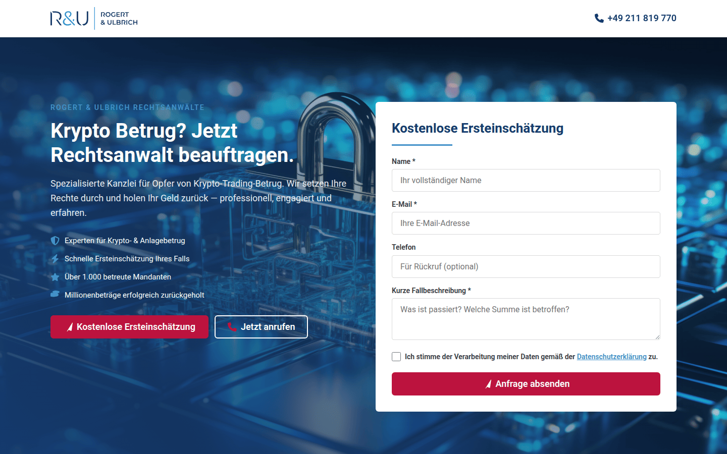 R&U Rechtsanwälte – Desktop-Mockup