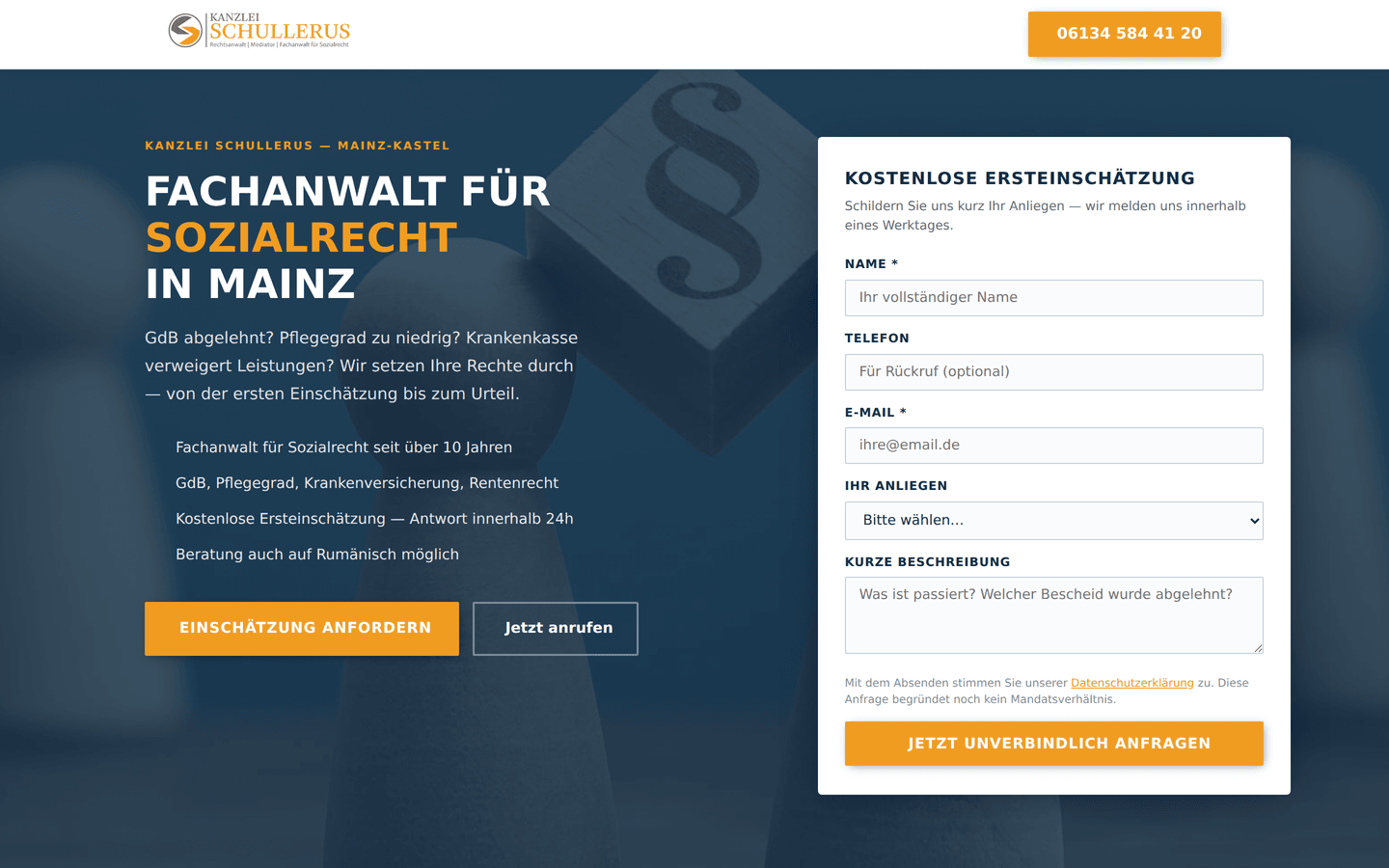 Kanzlei Schullerus – Desktop-Mockup